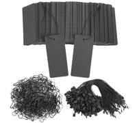 300Pcs Tags with String with Safety Pins, Black Tags, Name for Clothes, Custom Black Paper Clothing, Product for Clothes, Crafts Tag