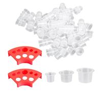 300pcs Tattoo Ink Caps Cups with 2 Red Cups Holders-Base Tattoo Pigment Ink Cups-100 Small 100 Medium 100 Large for Accessories Supply,Pigment Clear Holder Container Cap Tattoo Accessory.