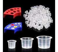 300pcs Tattoo Ink Caps with 2 Cups Holders - 300Pcs Tattoo Ink Cups Pigment Caps With Base Sizes 11mm Disposable Tattoo Caps Tattoo Supplies (Mixed 300Pcs add Holder)