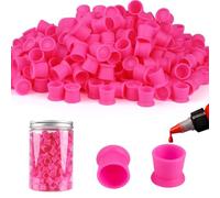 300pcs Tattoo Ink Cups with Base,Disposable Tattoo Ink Caps, Silicone Permanent Makeup Pigment Caps Container (Pink)