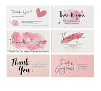 300PCS Thank You For Supporting My Business Cards-6 Designs, 2" x 3.5" Small Appreciation Cards for Shops, Online Retailers, Local Stores, Business Supplies, Thank You for Your Order(Pink)