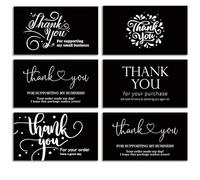 300PCS Thank You For Supporting My Business Cards-6 Designs, 2" x 3.5" Small Appreciation Cards for Shops, Online Retailers, Local Stores, Business Supplies, Thank You for Your Order(Black)
