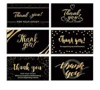 300PCS Thank You For Supporting My Business Cards-6 Designs, 2" x 3.5" Small Appreciation Cards for Shops, Online Retailers, Local Stores, Business Supplies, Thank You for Your Order(Black Gold)