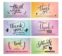 300PCS Thank You For Supporting My Business Cards-6 Designs, 2" x 3.5" Small Appreciation Cards for Shops, Online Retailers, Local Stores, Business Supplies, Thank You for Your Order(Multicolored)