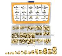 300pcs Threaded Insert M2 M2.5 M3 M4 M5 M6 Insert Nut Brass Threaded Bushings Internal Thread Knurled Nuts with Plastic Box for Plastic Parts by Heat or Ultrasonic in 3D Printer Parts