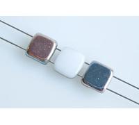 300pcs Tile 2-Hole Square Beads 6 x 6 mm, Chalk White Sliperit (3000-29501), Bohemia Crystal Glass, Czechia 11109009