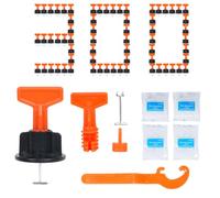 300pcs Tile Leveler Spacers 1000PCS 2mm and1000PCS 3mm Tile Spacer, Reusable Tile Leveling System Kit with 6pcs Special Wrench and 40pcs Steel Pins for Wall/Floor Tile Installation (300pcs (Red)