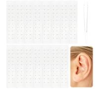 300PCS Transparent Ear Seeds, Self Adhesive Ear Seeds Acupuncture Kit for Therapy, Stress Relief and Wellness, Gold Acupressure Ears Seeding Stickers for Men and Women Easy Application(15 Sheets)