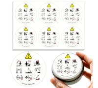 300PCS Universal Candle Warning Stickers (38mm) | EN 15494 Standardized Visual Icons | Non-Verbal Safety Labels for Candle Makers | High-Heat Resistant PET | Multi-Language Compliance Ready