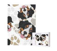 300pcsDog Paws Bernese Mountain Dog Puzzles With Packaging Box for Adults-Wooden Jigsaw Puzzle