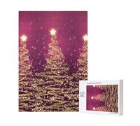 300pcsElegant Christmas Sparkling Trees Pink Purple Puzzles With Packaging Box for Adults-Wooden Jigsaw Puzzle