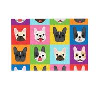 300pcsFrench Bulldog Faces Background Pop Art Puzzles With Packaging Box for Adults-Wooden Jigsaw Puzzle