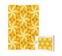 300pcsGeometric Vanilla Flower Yellow Puzzles With Packaging Box for Adults-Wooden Jigsaw Puzzle