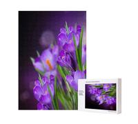 300pcsGreen Leaves And Purple Flowers Printed Puzzles With Packaging Box for Adults-Wooden Jigsaw Puzzle