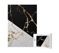 300pcsLuxury Gold Marble Abstract Black And White Puzzles With Packaging Box for Adults-Wooden Jigsaw Puzzle
