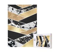 300pcsModern Gold Black White Glitter Marble Geometric Art Puzzles With Packaging Box for Adults-Wooden Jigsaw Puzzle