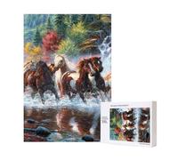 300pcsNative American Indians Horses Puzzles With Packaging Box for Adults-Wooden Jigsaw Puzzle