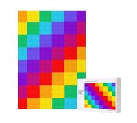 300pcsRainbow Plaid Pattern Puzzles With Packaging Box for Adults-Wooden Jigsaw Puzzle