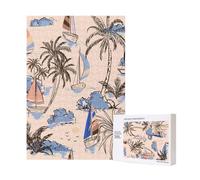 300pcsRetro Beautiful Boats Palm Trees Puzzles With Packaging Box for Adults-Wooden Jigsaw Puzzle