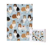 300pcsRough Collie Paws And Bones Puzzles With Packaging Box for Adults-Wooden Jigsaw Puzzle