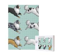 300pcsRunning Rough Collie Dog Puzzles With Packaging Box for Adults-Wooden Jigsaw Puzzle