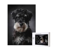 300pcsSchnauzer Portrait Dark Grey Puzzles With Packaging Box for Adults-Wooden Jigsaw Puzzle