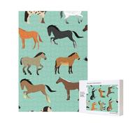 300pcsSeamless Pattern With Horses In Flat Style Puzzles With Packaging Box for Adults-Wooden Jigsaw Puzzle