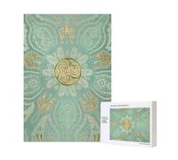 300pcsSoft Sage Green And Gold Celtic Mandala Puzzles With Packaging Box for Adults-Wooden Jigsaw Puzzle
