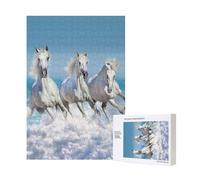 300pcsThree White Horses Puzzles With Packaging Box for Adults-Wooden Jigsaw Puzzle