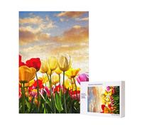300pcsTulip Flower Sunset Puzzles With Packaging Box for Adults-Wooden Jigsaw Puzzle