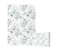 300pcsWatercolor Green Floral Leaf Eucalyptus Round Leaves Succulent Puzzles With Packaging Box for Adults-Wooden Jigsaw Puzzle