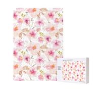 300pcsWatercolor Pink And Purple Floral Puzzles With Packaging Box for Adults-Wooden Jigsaw Puzzle