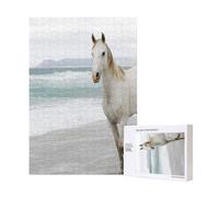 300pcsWhite Horse Sand Sea Escape Puzzles With Packaging Box for Adults-Wooden Jigsaw Puzzle