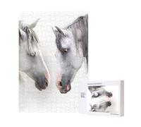 300pcsWhite Horses Puzzles With Packaging Box for Adults-Wooden Jigsaw Puzzle