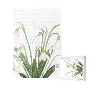 300pcsWhite Snowdrop Flower Botanical Watercolor Painting Puzzles With Packaging Box for Adults-Wooden Jigsaw Puzzle