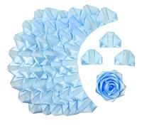 300Pieces Premade Satin Ribbon Rose Petals Half-Finished for Eternal Rose DIY Ramos Forever Flowers Bouquets Everlasting Floral,for Wedding,Anniversary,Birthday (300 Pcs Light Blue)