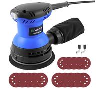 300W 125mm Random Orbital Sander,6 Variable Speed Electric Orbit Sander,with Dust Collection Bag,15Pcs Sandpapers,2Pcs Carbon Brushes,for Polishing Wood,Furniture,Metal,Car