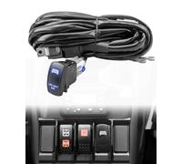 300W 14AWG LED Light Bar Wiring Harness Kit Plug & Play Fit for Polaris RZR General Ranger Pulse Bus Bar, 1 Lead 12V On Off Rocker Waterproof Switch with Pulse Power Bar Plug Connector Relay Fuse