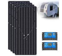 300W 600W 1200W Flexible Solar Panel Kit 40A MPPT Charge Controller, Adaptor Kit, Off-Grid Solar Power System for Boat, RV, Cabin, Camper,Battery Off Grid System(1200W)