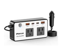 300W Car Power Inverter 12V to 110V, PiSFAU DC to AC Car Plug Adapter with Multiple USB [24W USB-C]/USB Fast Charger (24W) Car Inverter, Car Charger