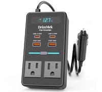 300W Car Power Inverter, DC 12V to 110V AC Car Plug Adapter with LED Display, 65W/24W USB-C Fast Charging Car Outlet Adapter to Wall Plug,Portable Car Charger with Switch Control Converter for Laptops