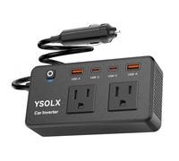 300W Car Power Inverter, YSOLX Dual DC 12V to 110V AC Car Outlet Adapter to Wall Socket, 24W Fast Charging USB-C and USB-A Portable Charger Converter with for