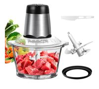 300W Electric Mini Chopper, Samll Food Processor Blender Mixer Chopper Meat Grinder with 2L Glass Bowl, 4 bi-Level Blades, 2 Speed Settings, One Touch Operation, Silent Design