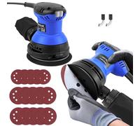 300W Electric Orbital Sander, 6 Variable Speeds, 4000-10700RPM, Sanders for Wood with Dust Collector, 15Pcs 125mm Sandpapers, 5 Inches Hand Held Multi Sanding Machine for Wood for Polishing & DIY
