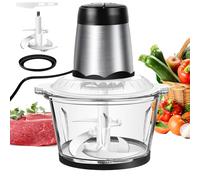 300W Mini Chopper with 4 bi-Level Blades, 2L Glass Bowl, 2 Speed Settings, Electric Mini Food Processor, Meat Grinder for Meat Vegetable Fruit [Energy Class A], Easy to Clean