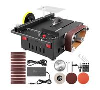 300W Mini Table Saw with Belt Sander,Small Bench Saw for Woodworking with 10 Replacement Sanding Belts, Sanding Disc & Sponge Wheel,Table Saws & Mini Sanding Disc Machine for Handmade DIY Hobby Model