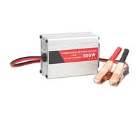 300W Modified Sine Wave Power Inverter DC 12V to AC Car Converter with Dual USB Ports for Laptops Phones Camping Travel Aluminum Alloy Compact Design (Battery Clip Style)