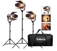 300W Pro Movie Fresnel Tungsten Spotlight Video Lighting Studio Kit with Light Stand and Tripod Bag, for Studio YouTube Product Photography Microfilm Shooting, Three Sets