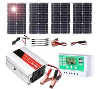 300W Solar Power System Kit (1 Set): 50W Monocrystalline Panel with Inverter for Car and 50A Charge Controller for Outdoors.(100W)