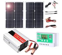 300W Solar Power System Kit (1 Set): 50W Monocrystalline Panel with Inverter for Car and 50A Charge Controller for Outdoors.(50W)